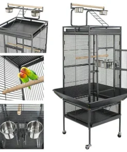 Bird Cage with Rolling Stand Wrought Iron